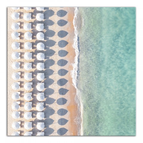 Umbrellas on Beach Scene 20x20 Canvas Wall Art