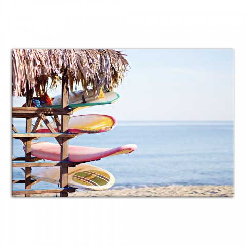 Surf Board Beach Stand 30x20 Canvas Wall Art