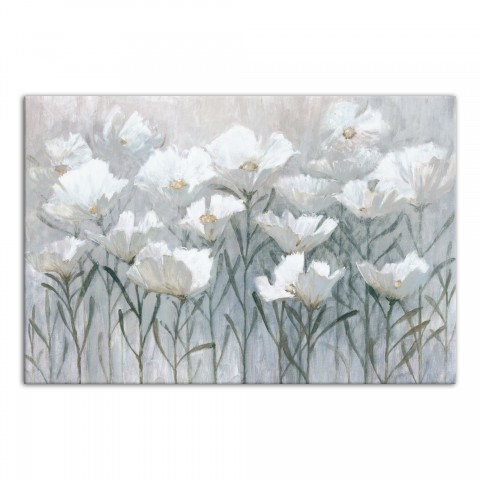 White Flower Field 30x20 Canvas Wall Art