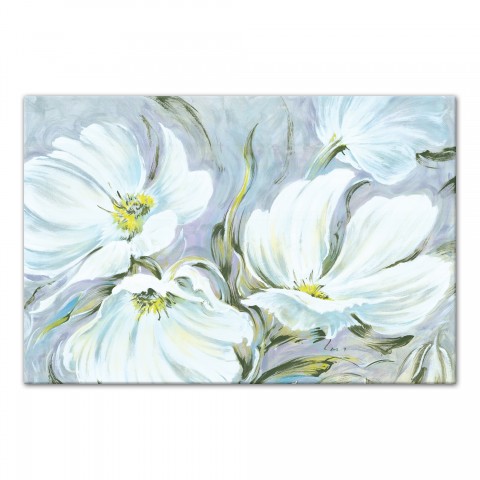 White Large Blooms 30x20 Canvas Wall Art