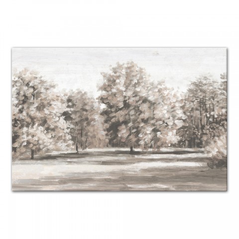 Painted Gray Tree Field 30x20 Canvas Wall Art