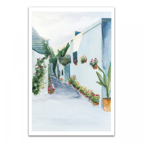 Watercolor Alleyway 20x30 Canvas Wall Art
