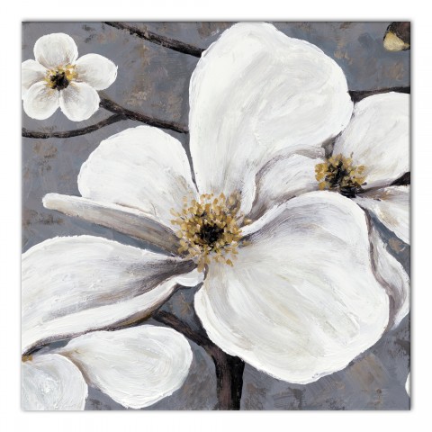 White Flower Painting 24x24 Canvas Wall Art