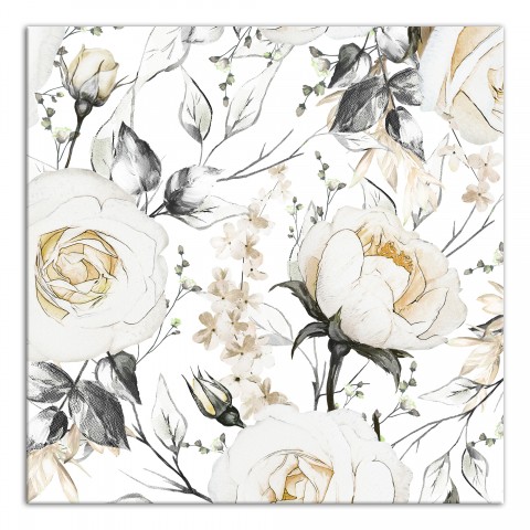 White Painted Wedding Flowers 24x24 Canvas Wall Art