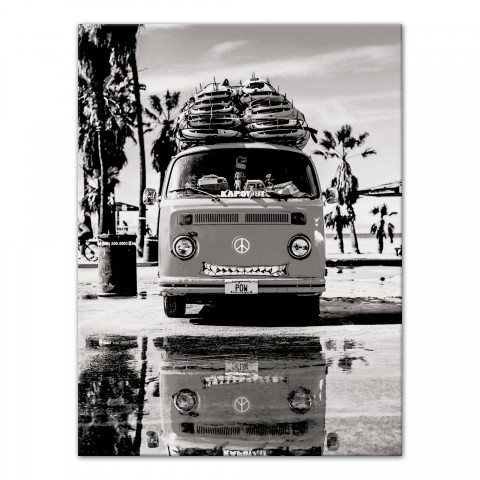 Grey Beach Bus 30x40 Canvas Wall Art
