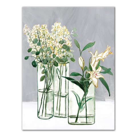 Yellow Flowers in Glass Vases 30x40 Canvas Wall Art
