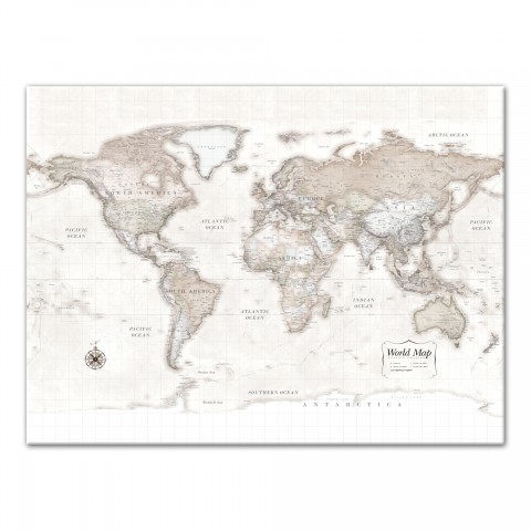 Classic World Map 40x30 Canvas Wall Art