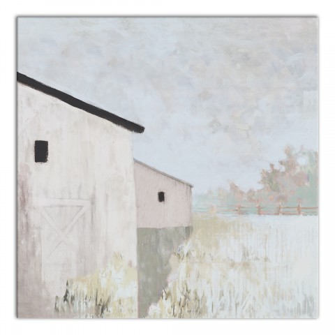 Painted White Barn 36x36 Canvas Wall Art