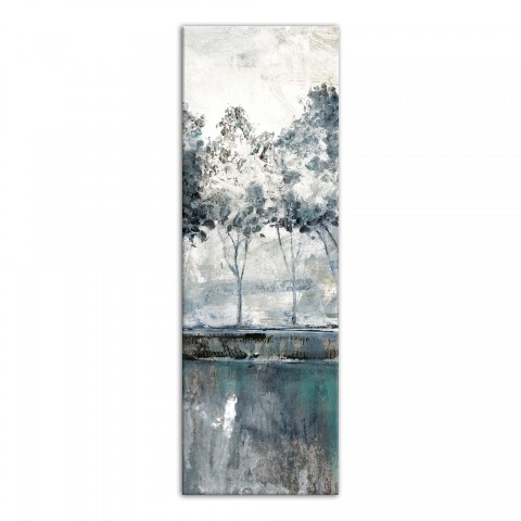 Blue Forest Line 12x36 Canvas Wall Art