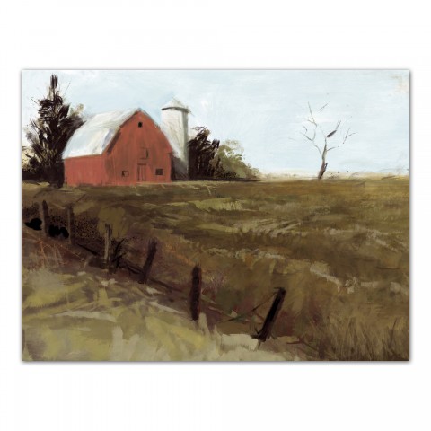 Barn Field Scene 40x30 Canvas Wall Art