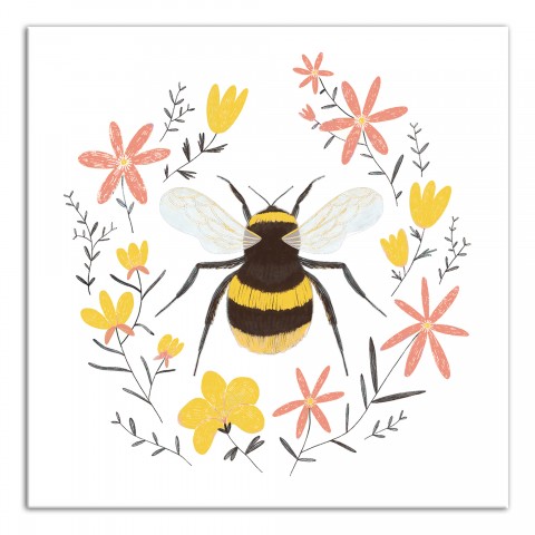 Bee on Wreath 12x12 Canvas Wall Art