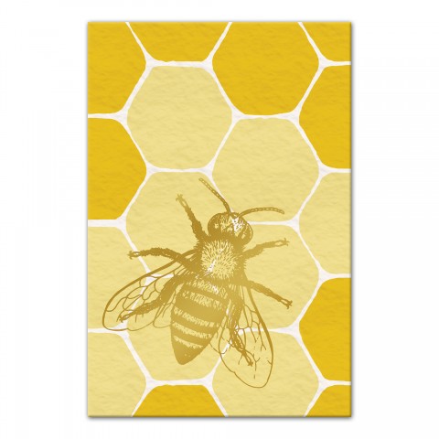 Yellow Honeycomb Bee 12x18 Canvas Wall Art