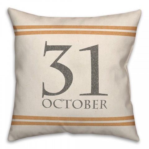 Halloween Date on Linen 18x18 Spun Poly Pillow