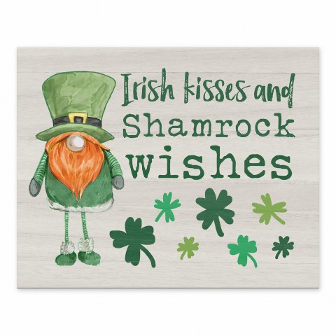 Irish Kisses and Shamrock Wishes 8x10 Tabletop Canvas
