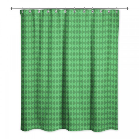 Green Diamond Pattern 71x74 Shower Curtain