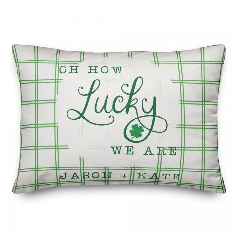 Oh How Lucky 14x20 Personalized Spun Poly Pillow