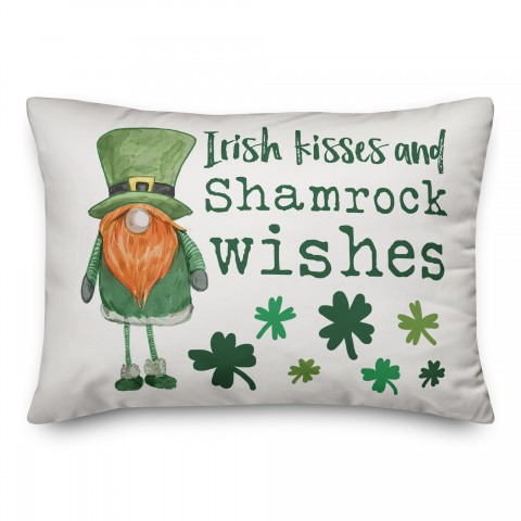 Irish Kisses and Shamrock Wishes 14x20 Spun Poly Pillow