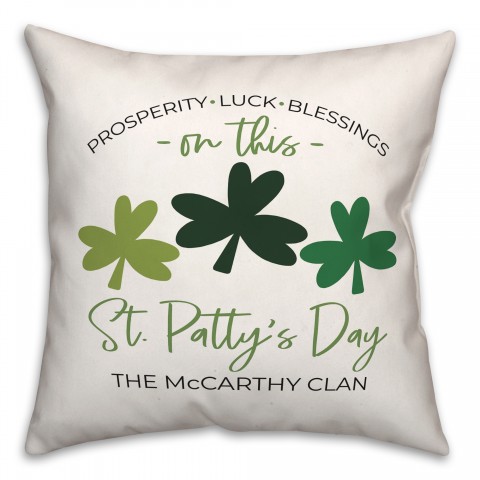 St. Pattys Day 18x18 Personalized Spun Poly Pillow