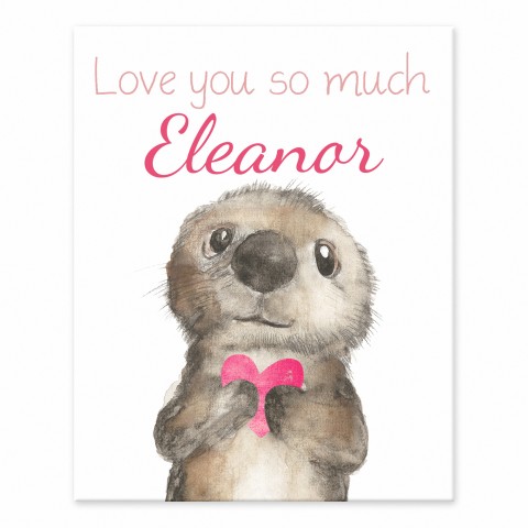 Otter with Heart 10x8 Personalized Tabletop Canvas
