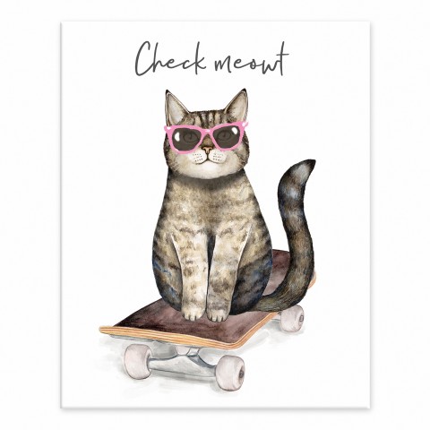 Cat on Skateboard 8x10 Tabletop Canvas
