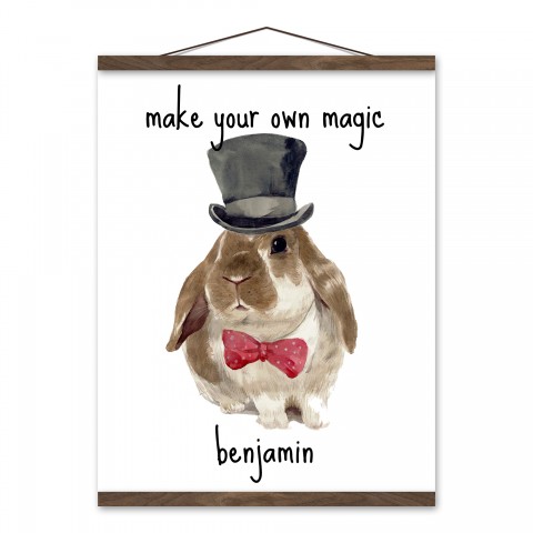Magic Rabbit 16x20 Personalized Teak Hanging Canvas