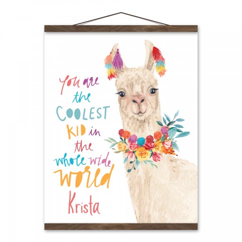 Llama Fiesta 16x20 Personalized Teak Hanging Canvas