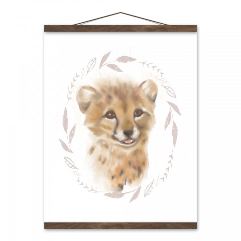 Sweet Baby Cheetah 16x20 Teak Hanging Canvas