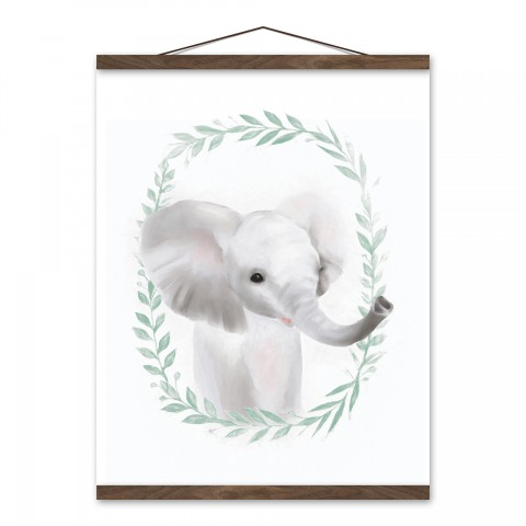 Sweet Baby Elephant 16x20 Teak Hanging Canvas