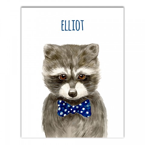 Bow Tie Raccoon 11x14 Personalized Canvas Wall Art