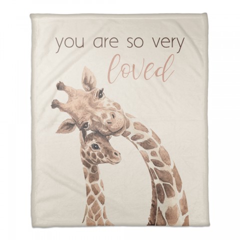 Mom and Baby Giraffe 50x60 Coral Fleece Blanket