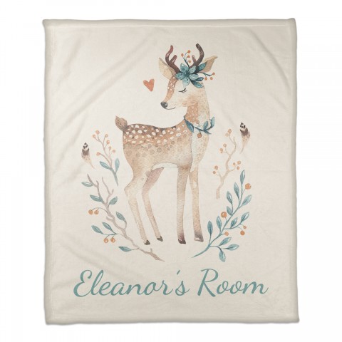Boho Deer 50x60 Personalized Coral Fleece Blanket