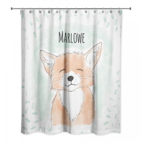 Happy Fox 71x74 Personalized Shower Curtain