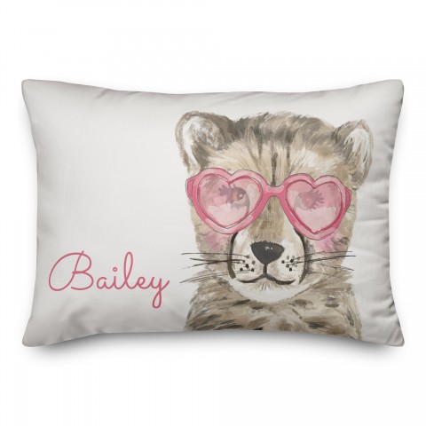 Pink Cheetah Glasses 14x20 Personalized Spun Poly Pillow