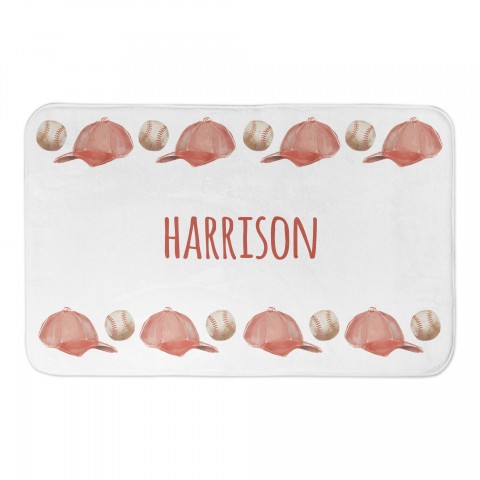Baseball Pattern 34x21 Personalized Bath Mat