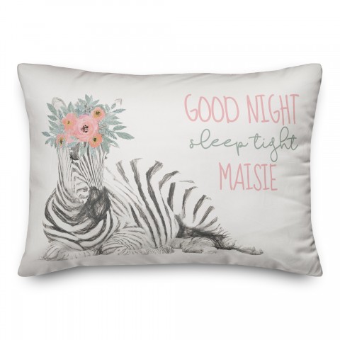 Sleeping Zebra 14x20 Personalized Spun Poly Pillow