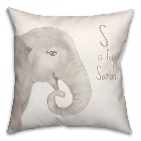 Baby Elephant 18x18 Personalized Spun Poly Pillow