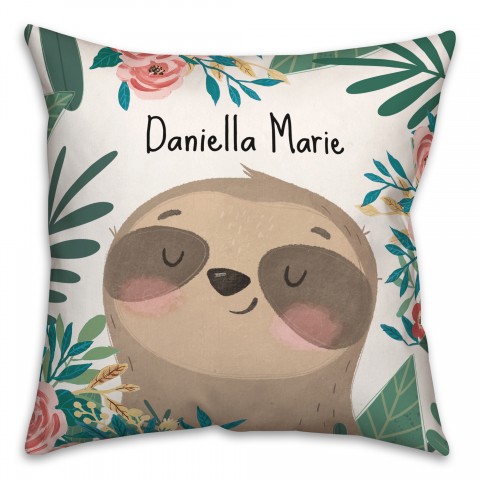 Jungle Sloth 18x18 Personalized Spun Poly Pillow