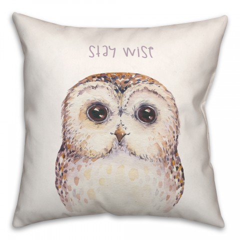 Stay Wise Owl 18x18 Spun Poly Pillow