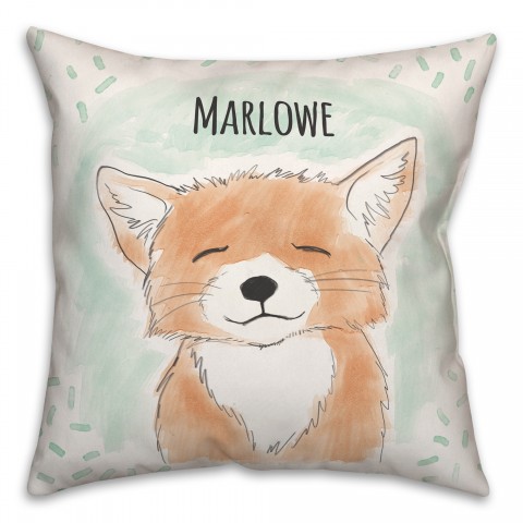 Happy Fox 18x18 Personalized Spun Poly Pillow