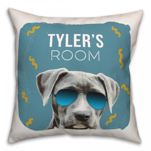 Cool Dog Room 18x18 Personalized Spun Poly Pillow