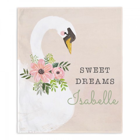 Floral Swan 50x60 Personalized Tapestry