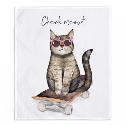Cat on Skateboard 30x40 Tapestry