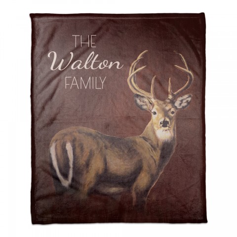 Buck Painting 50x60 Personalized Coral Fleece Blanket