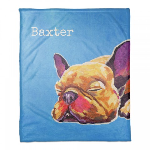 Sleeping Frenchie 50x60 Personalized Coral Fleece Blanket