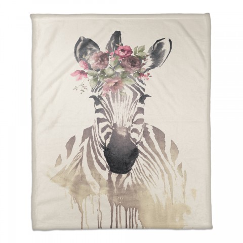 Zebra with Flower Crown 50x60 Coral Fleece Blanket