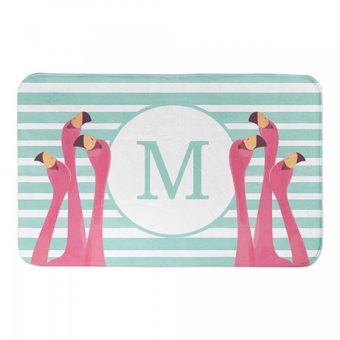 Monogram Flamingos 34x21 Personalized Bath Mat