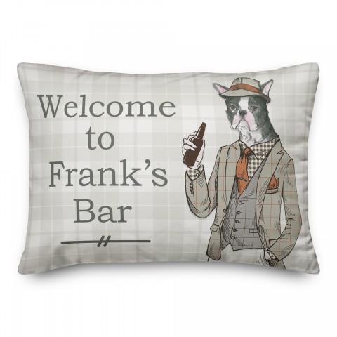Frenchie Dog's Beer 14x20 Personalized Spun Poly Pillow