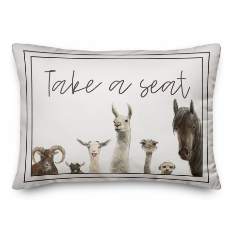 Take a Seat Animals 14x20 Spun Poly Pillow