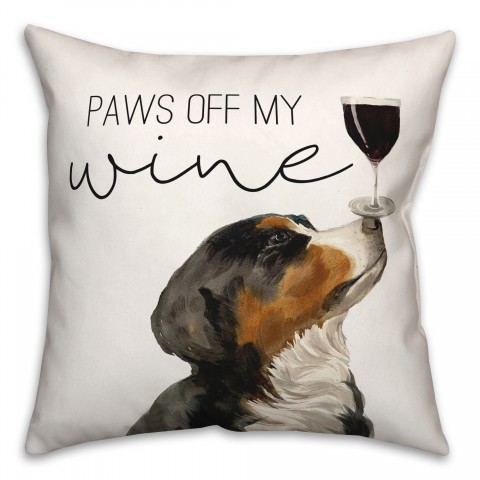 Paws off Wine 18x18 Spun Poly Pillow
