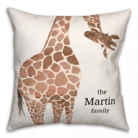 Peeking Giraffe 18x18 Personalized Spun Poly Pillow